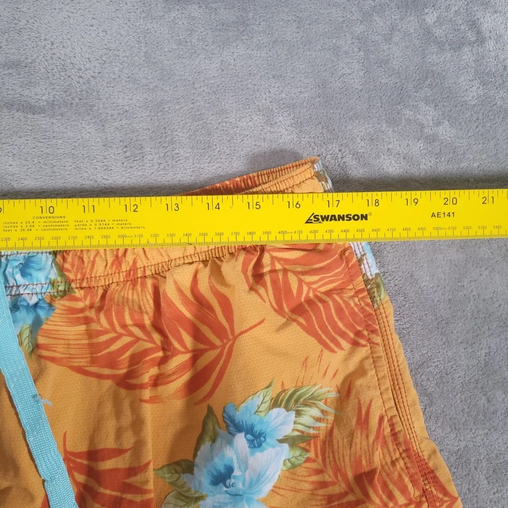 Tommy‎ Bahama Swim Trunks Mens Large Orange Floral Hawaiian Short Mesh Lined 6